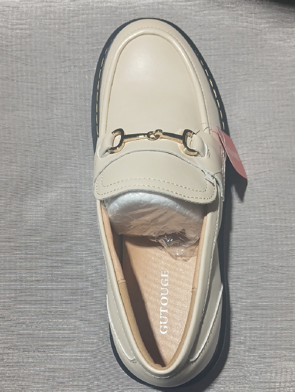Cream Leather Horsebit Loafer for Women